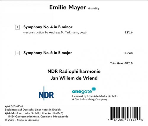 NDR Radiophilharmonie, Jan Willem de Vriend - Mayer: Symphony No. 4 in B Minor (Reconstructed by Andreas N. Tarkmann) & Symphony No. 6 in E Major (2025) [Hi-Res]