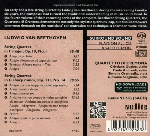 Quartetto di Cremona - Beethoven: Complete String Quartets, Vol. 4 (2015) [SACD]