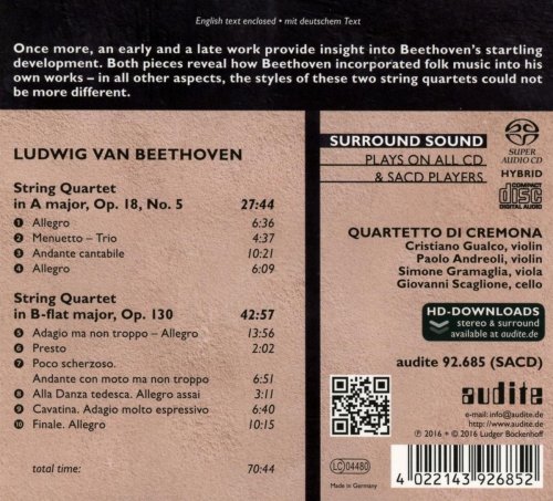 Quartetto di Cremona - Beethoven: Complete String Quartets, Vol. 6 (2016) [SACD]