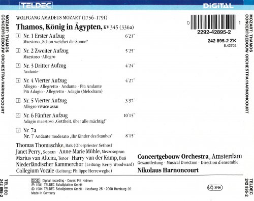 Concertgebouw Orchestra Amsterdam, Nikolaus Harnoncourt - Mozart: Thamos, König in Ägypten, KV 345 (1984)