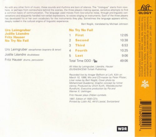 Urs Leimgruber, Joelle Leandre, Fritz Hauser - No Try No Fail (1997)