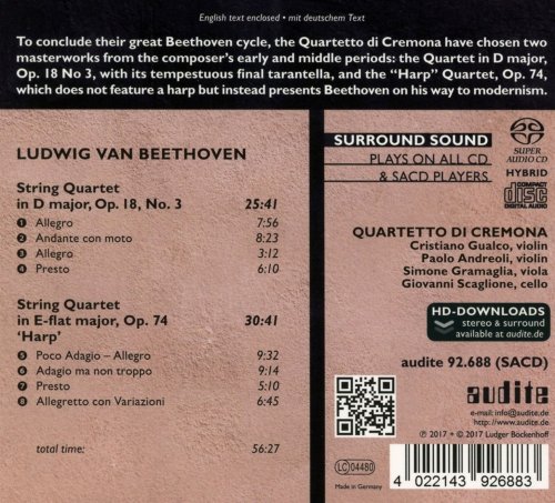 Quartetto di Cremona - Beethoven: Complete String Quartets, Vol. 8 (2017) [SACD]
