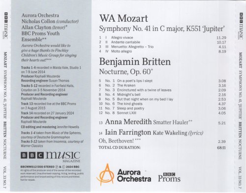 Allan Clayton, Aurora Orchestra, Nicholas Collon - Mozart, Britten: 'Jupiter' Symphony / Nocturne, Op. 60 - BBC Music Magazine March 2025 vol.33 no.7 (2025)