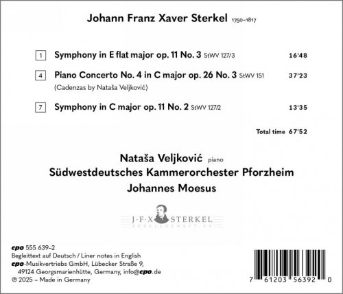 Nataša Veljković, Südwestdeutsches Kammerorchester Pforzheim, Johannes Moesus - Sterkel: Symphonies, Op. 11 Nos. 2-3 & Piano Concert in C Major, Op. 26 No. 3, StWV 151 (2025) [Hi-Res]