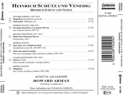 Schutz-Akademie, Howard Arman - Schütz Und Venedig / Schütz And Venice (1993)