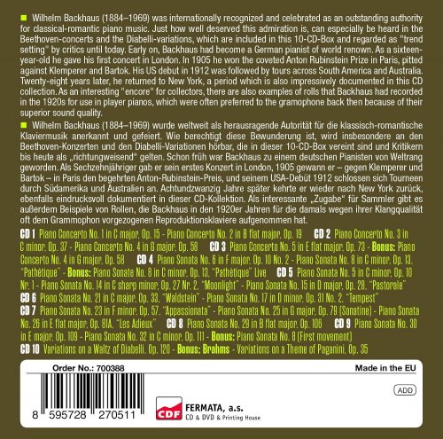 Wilhelm Backhaus - Wilhelm Backhaus plays Beethoven: Sonats & Variations & The Comple (10 CDs Box-Set) (2024)
