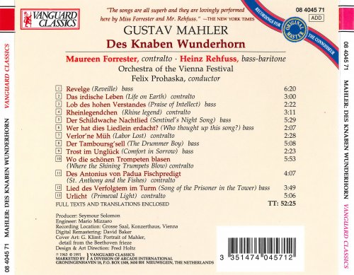 Wiener Symphoniker, Felix Prohaska - Mahler: Des Knaben Wunderhorn (1991)