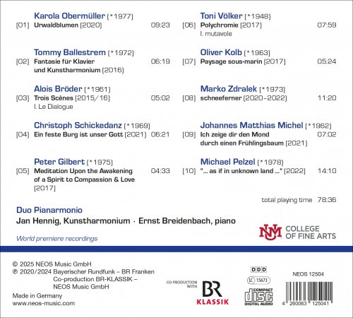 Jan Hennig, Ernst Breidenbach, Karola Obermüller, Tommy Ballestrem, Alois Bröder, Christoph Schickedanz, Peter Gilbert, Toni Völker - New Music for Kunstharmonium and Piano (2025) [Hi-Res]