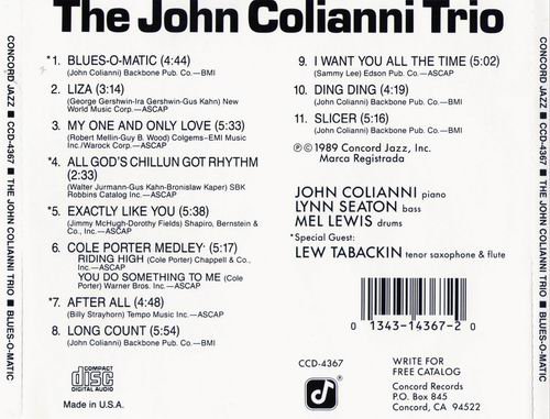 The John Colianni Trio - Blues-O-Matic (1989)