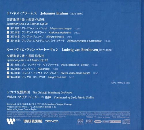 Carlo Maria Giulini - Brahms: Symphony No.4 / Beethoven: Symphony No.7 (1969, 1971) [2023 SACD Definition Serie]