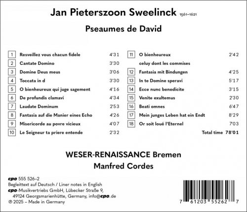 Bremen Weser-Renaissance and Manfred Cordes - Sweelinck: Pseaumes de David (2025) [Hi-Res]