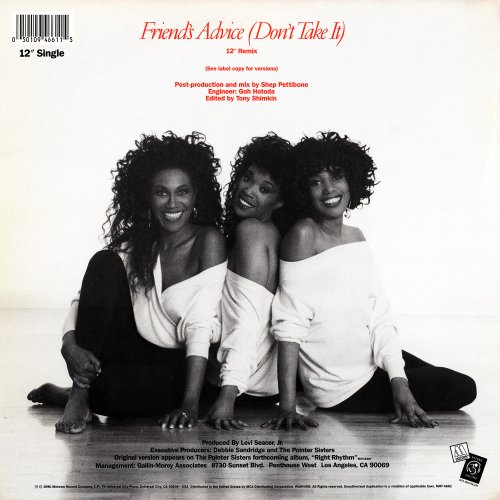 The Pointer Sisters - Friends’ Advice (Don’t Take It) (US 12") (1990)