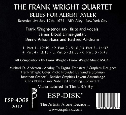 Frank Wright Quartet - Blues For Albert Ayler (2012)