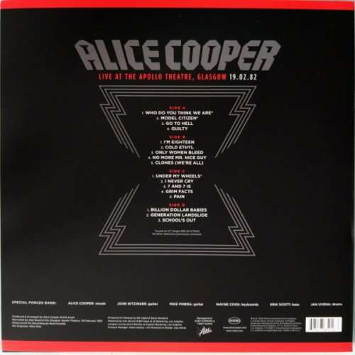 Alice Cooper - Live At The Apollo Theatre, Glasgow 19.02.82 (2020) LP