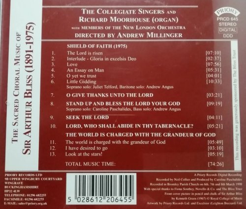 The Collegiate Singers and Andrew Millinger - The Sacred Choral Music of Sir Arthur Bliss (1998)
