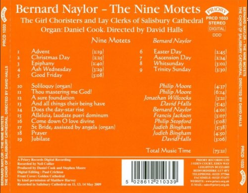 Salisbury Cathedral Choir Girl Choristers and Men, Daniel Cook and David Halls - Naylor: The Nine Motets (2009)