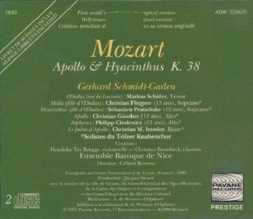 Ensemble Baroque de Nice, Gerhard Schmidt-Gaden, Solistes du Tölzer Knabenchor - Mozart: Apollo & Hyacinthus (1991)