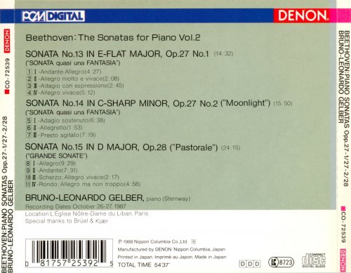 Bruno-Leonardo Gelber - Beethoven: Piano Sonatas Nos.13-15 (1988)