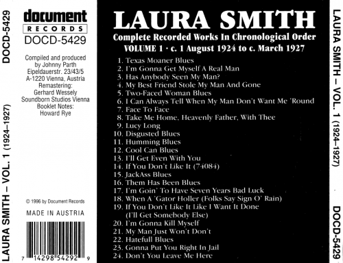 Laura Smith - Complete Recorded Works, Vol. 1 (1924-1927) (1996)