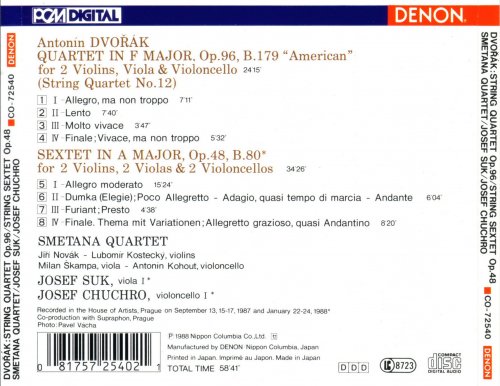 Smetana Quartet, Josef Suk - Dvorak: String Quartet Op.96 & String Sextet Op.48 (1989)