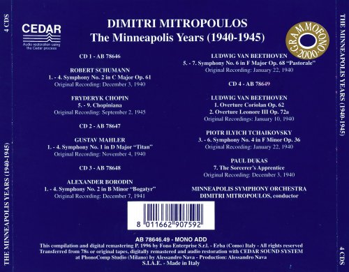 Minneapolis Symphony Orchestra, Dimitri Mitropoulos - The Minneapolis Years (1940-1945) (1996)