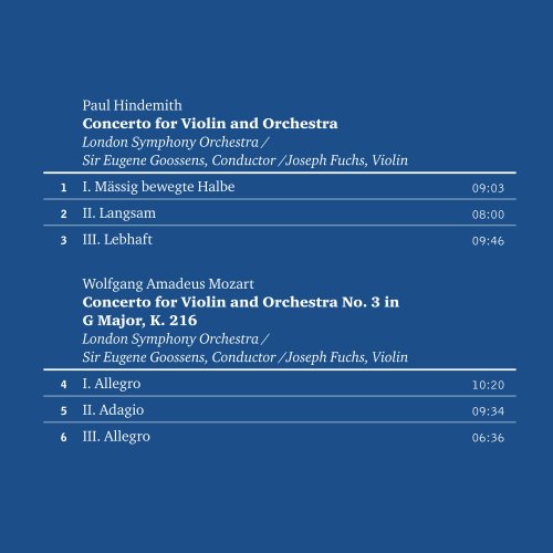 Eugene Goossens, Joseph Fuchs - Hindemith: Violin Concerto & Mozart: Violin Concerto No. 3 (1959) [2013]