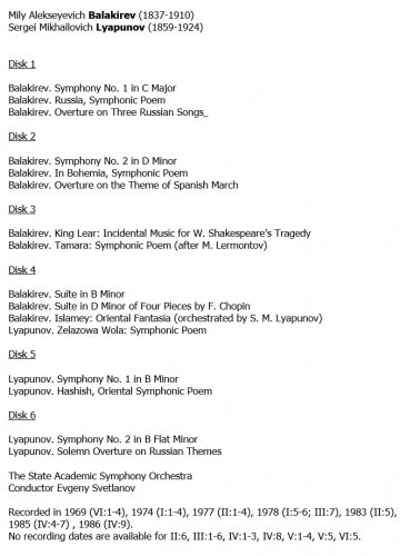 Evgeny Svetlanov - Balakirev & Lyapunov: Orchestral Works (2007) [6CD Box Set]