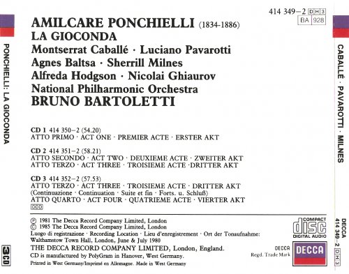 Bruno Bartoletti, Montserrat Caballe, Luciano Pavarotti - Ponchielli: La Gioconda (1980)