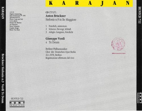 Berliner Philharmoniker, Herbert von Karajan - Bruckner: Sinfonia n.9 in Re minore / Giuseppe Verdi: Te Deum (1990)