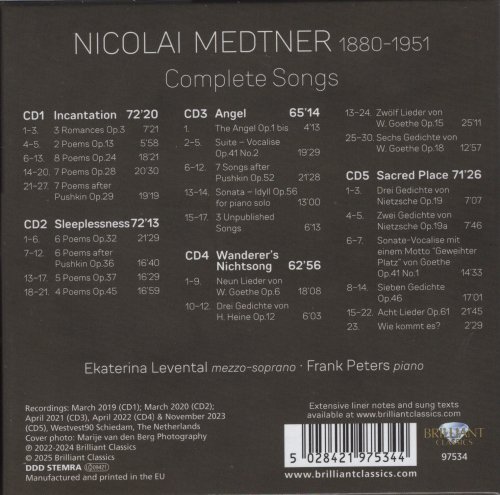 Ekaterina Levental, Frank Peters - Medtner: Complete Songs (5 CD Box Set) (2025)