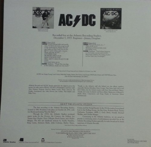 AC/DC - Live from the Atlantic Studios (Reissue, 2010) LP