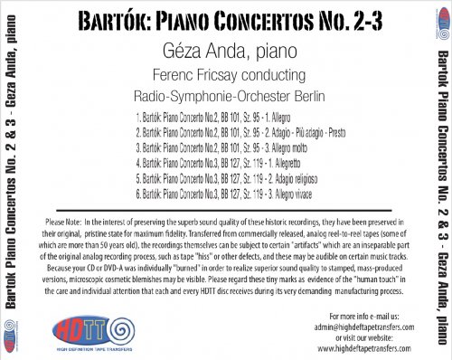 Ferenc Fricsay, Geza Anda - Bartok: Piano Concertos No. 2 & 3 (1960) DSD128