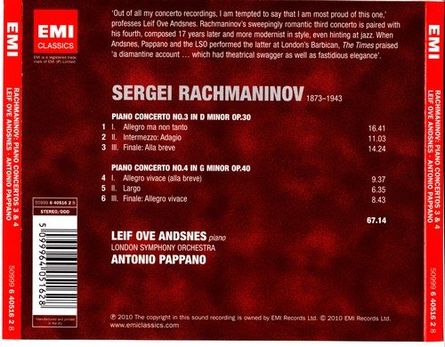 Leif Ove Andsnes, Antonio Pappano - Rachmaninov: Piano Concertos 3 & 4 (2010) CD-Rip