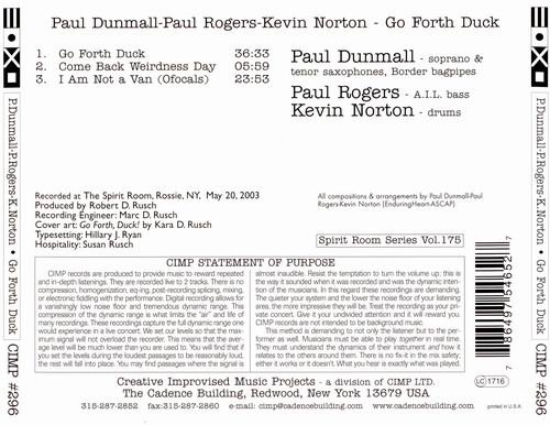Paul Dunmall, Paul Rogers, Kevin Norton - Go Forth Duck (2004)