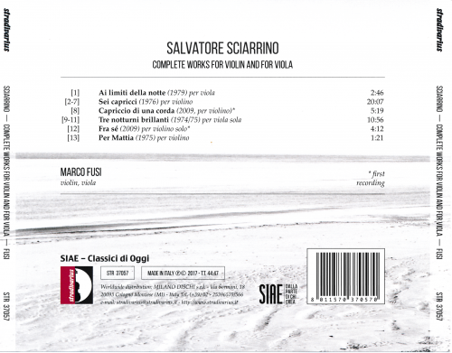 Marco Fusi - Salvatore Sciarrino: Complete Works for Violin and for Viola (2017)