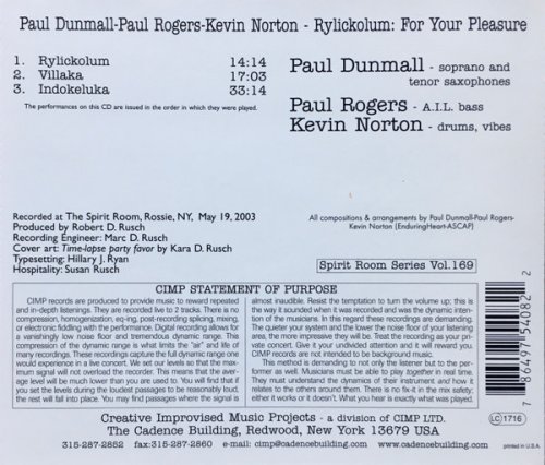 Paul Dunmall, Paul Rogers, Kevin Norton - Rylickolum: For Your Pleasure (2003)
