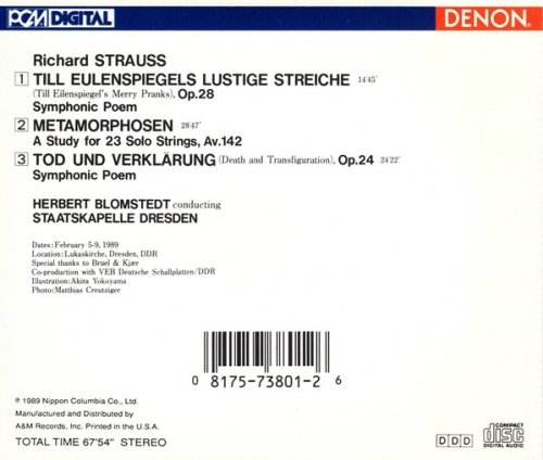 Herbert Blomstedt - Strauss: Till Eulenspiegels Lustige Streiche, Metamorphosen, Tod Und Verklarung (1989)