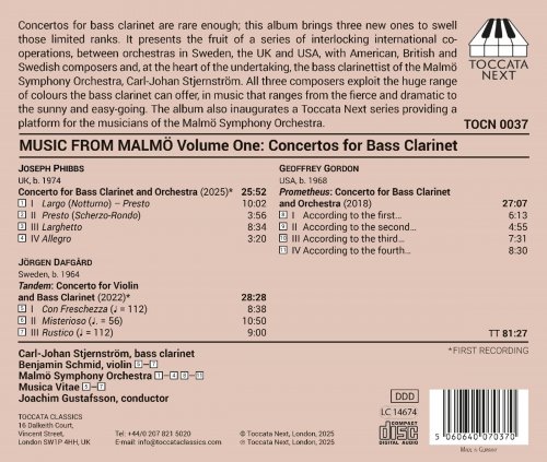 Carl-Johan Stjernstrom, Malmö Symphony Orchestra, Musica Vitae, Joachim Gustafsson - Music from Malmö, Vol. 1: 3 New Concertos for Bass Clarinet (2025) [Hi-Res]