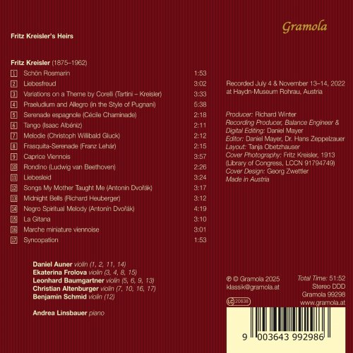 Benjamin Schmid, Ekaterina Frolova, Daniel Auner, Christian Altenburger, Leonhard Baumgartner, Andrea Linsbauer - Fritz Kreisler’s Heirs (2025) [Hi-Res]