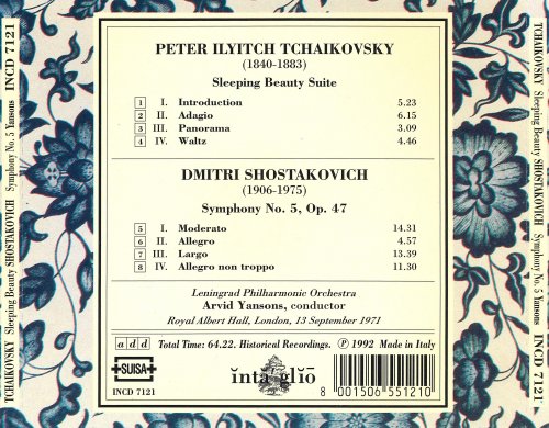 Leningrad Philharmonic Orchestra, Arvid Jansons - Tchaikovsky: Sleeping Beauty Suite / Shostakovich: Symphony No. 5 (1992)