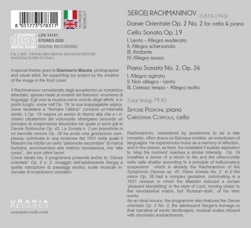 Simone Pedroni and Christiana Coppola - Rachmaninoff: Cello & Piano Music (2025) [Hi-Res]
