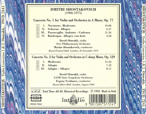 David Oistrakh, Maxim Shostakovich, Evgeny Svetlanov - Shostakovich: Violin Concertos Nos.1 & 2 (1992)