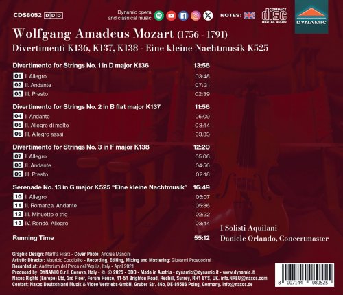 I Solisti Aquilani - Mozart: Divertimenti Nos. 1-3, Kk. 136-138 & Serenade No. 13, K. 525 "Eine kleine Nachtmusik" (2025) [Hi-Res]