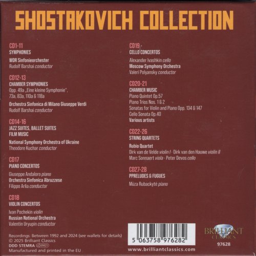 WDR Sinfonieorchester, Orchestra Sinfonica di Milano, Rudolf Barshai - Shostakovich Collection (Box Set 28 CDs) (2025)