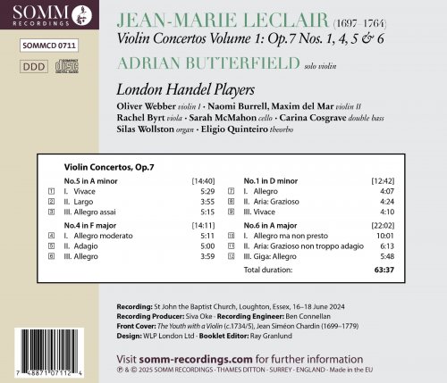 Adrian Butterfield, London Handel Players - Leclair: Violin Concertos, Vol. 1 (2025) [Hi-Res]