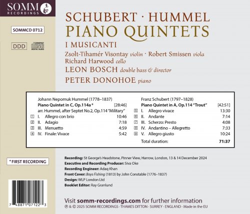 Peter Donohoe, I Musicanti, Leon Bosch - Schubert & Hummel: Piano Quintets (2025) [Hi-Res]