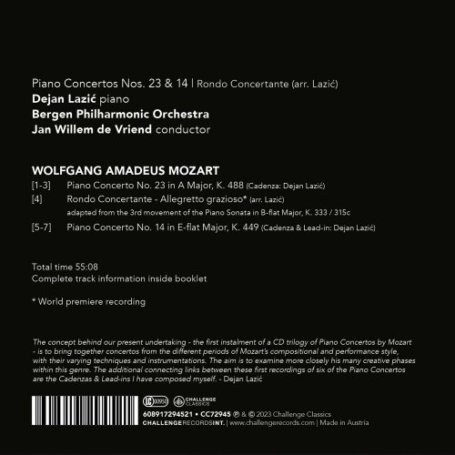 Bergen Philharmonic Orchestra, Dejan Lazić, Jan Willem de Vriend - Mozart: Piano Concertos Nos. 20 & 12, Rondo for Piano in D Major, K. 485 (2025) [Hi-Res]