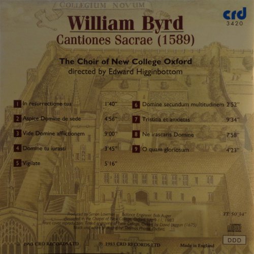 Choir of New College Oxford, Edward Higginbottom - Byrd: Cantiones Sacrae 1589 (1983)