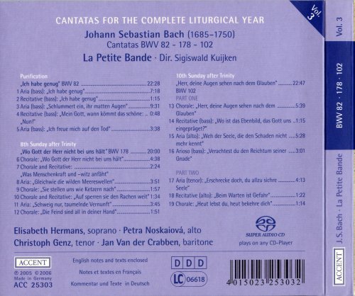 Elisabeth Hermans, Petra Noskaiova, Cristoph Genz, La Petite Bande, Sigiswald Kuijken - Bach: Cantatas for the Liturgical Year Volume 3 (2006) [SACD]
