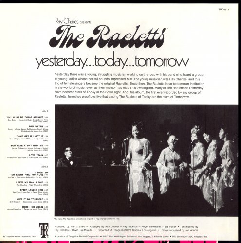 The Raeletts, Ray Charles - Yesterday...Today...Tomorrow (1972) LP